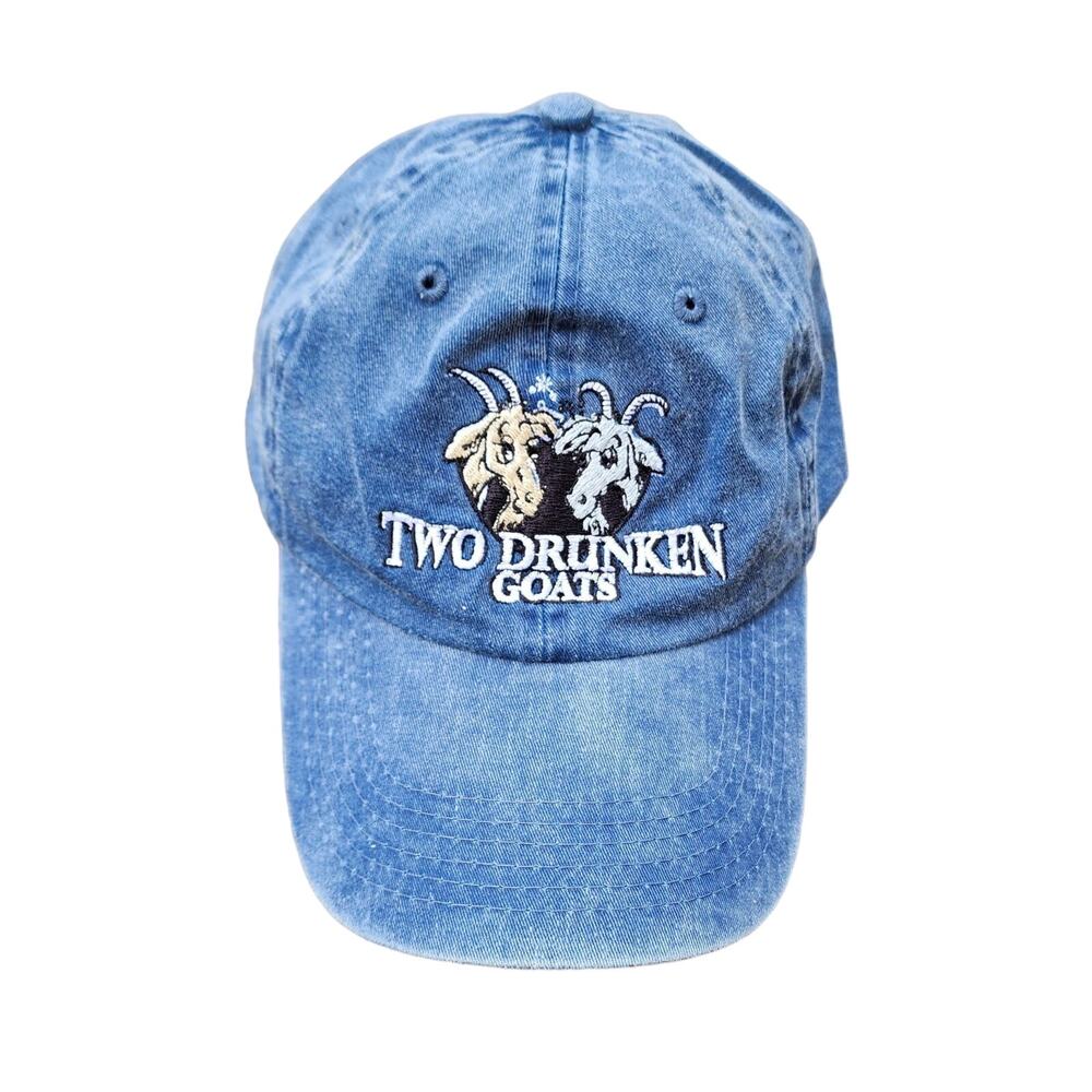 Two Drunken Goats Catina Denim Hat Cap Riveria Beach Florida Adjustable